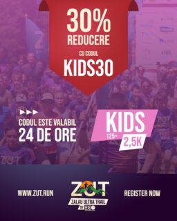 🎈 De Ziua Copilului, facem cadou mai multă aventură! 🏃🏻♀️🏃🏻🌲
Folosește codul KIDS30 și primești 30% reducere la înscrierea la cursa copiilor din cadrul Zalău Ultra Trail powered by EgoInteriors.
⏳ Oferta este valabilă doar 24 de ore, așa că nu rata ocazia de a le oferi celor mici bucuria unei experiențe de neuitat în natură! 💚
🔗 Înscrieri: https://zut.run
🤝🏻 Sponsor principal: https://www.egointeriors.ro
-
🎈 On Children’s Day, we’re giving the gift of more adventure! 🏃🏻♀️🏃🏻🌲
Use the code KIDS30 and get 30% off registration for the Kids Race at Zalău Ultra Trail powered by EgoInteriors.
⏳ This offer is valid for 24 hours only, so don’t miss the chance to give your little ones the joy of an unforgettable experience in nature! 💚
🔗 Registration: https://zut.run
🤝🏻 Main Sponsor: https://www.egointeriors.ro