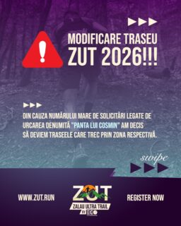 ⚠️ Am decis să scoatem „Panta lui Cosmin” din traseele ZUT! 

Prea multă lume se plângea 🏃😔

…

GLUMIM!!! Legat de pantă. 
Legat de ZUT - niciodată 🌄 tocmai de aceea vrem să știi că ⏭️ Mai sunt 100 de zile până când ne  întâlnim din nou cu traseele și vibe ul ZUT 🔥 Iar Panta lui Cosmin e tot acolo 😎

Tu ce faci cu urcările anul ăsta?
Le alergi sau te aleargă ele pe tine? 😈

Dacă încă nu te-ai înscris, nu mai pierde timpul ⏰ alege ce ți se potrivește și...

📍 Ne vedem la ZUT 2026 powered by EGOinteriors 
🌐 Detalii & înscrieri: www.zut.run

📆 10-12 iulie 2026 
_________________
⚠️ We’ve decided to remove “Cosmin’s Hill” from the ZUT courses!

Too many people were complaining 🏃😔

…

JUST KIDDING!!! About the hill. 
About ZUT – never 🌄

That’s exactly why you should know ⏭️ 
There are 100 days left until we meet again on the ZUT trails and vibe 🔥 
And yes… Cosmin’s Hill is still there 😎

So what about climbs this year? 
Do you run them, or do they run you? 😈

If you haven’t signed up yet, don’t waste time ⏰ 
Pick what suits you and...

📍 See you at ZUT 2026 powered by EGOinteriors 
🌐 Details & registration: www.zut.run 

📆 July 10–12, 2026